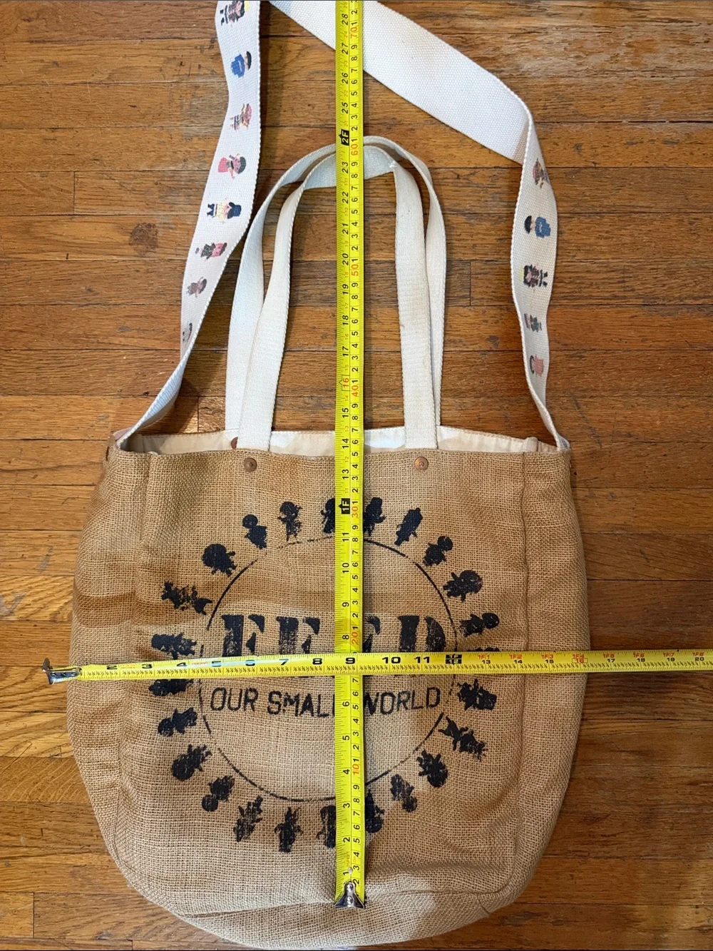 FEED Burlap Large Tote Bag with crossbody strap.❤️RARE